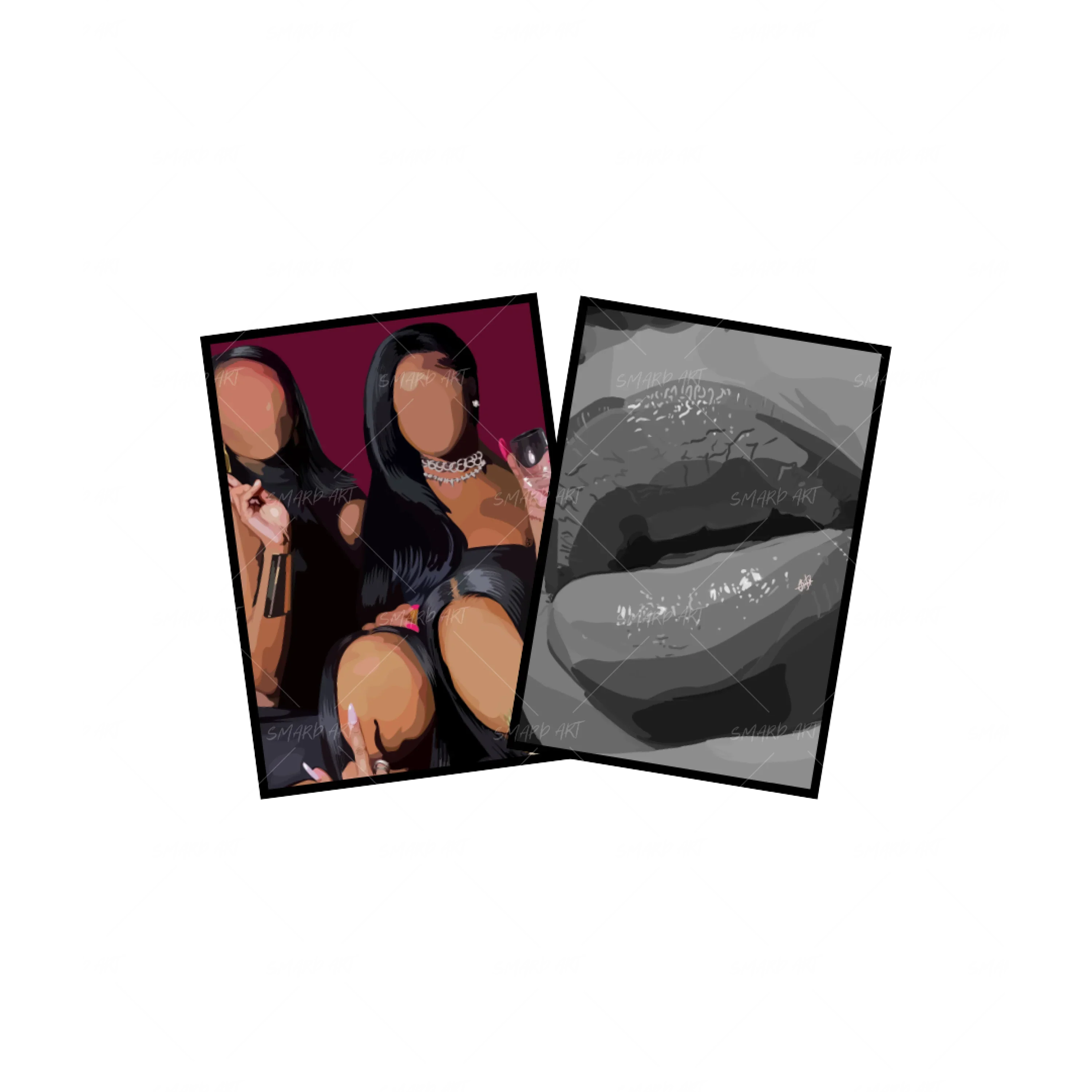 Art Print Bundle : City Girls + Glossy Lips 2 B&W