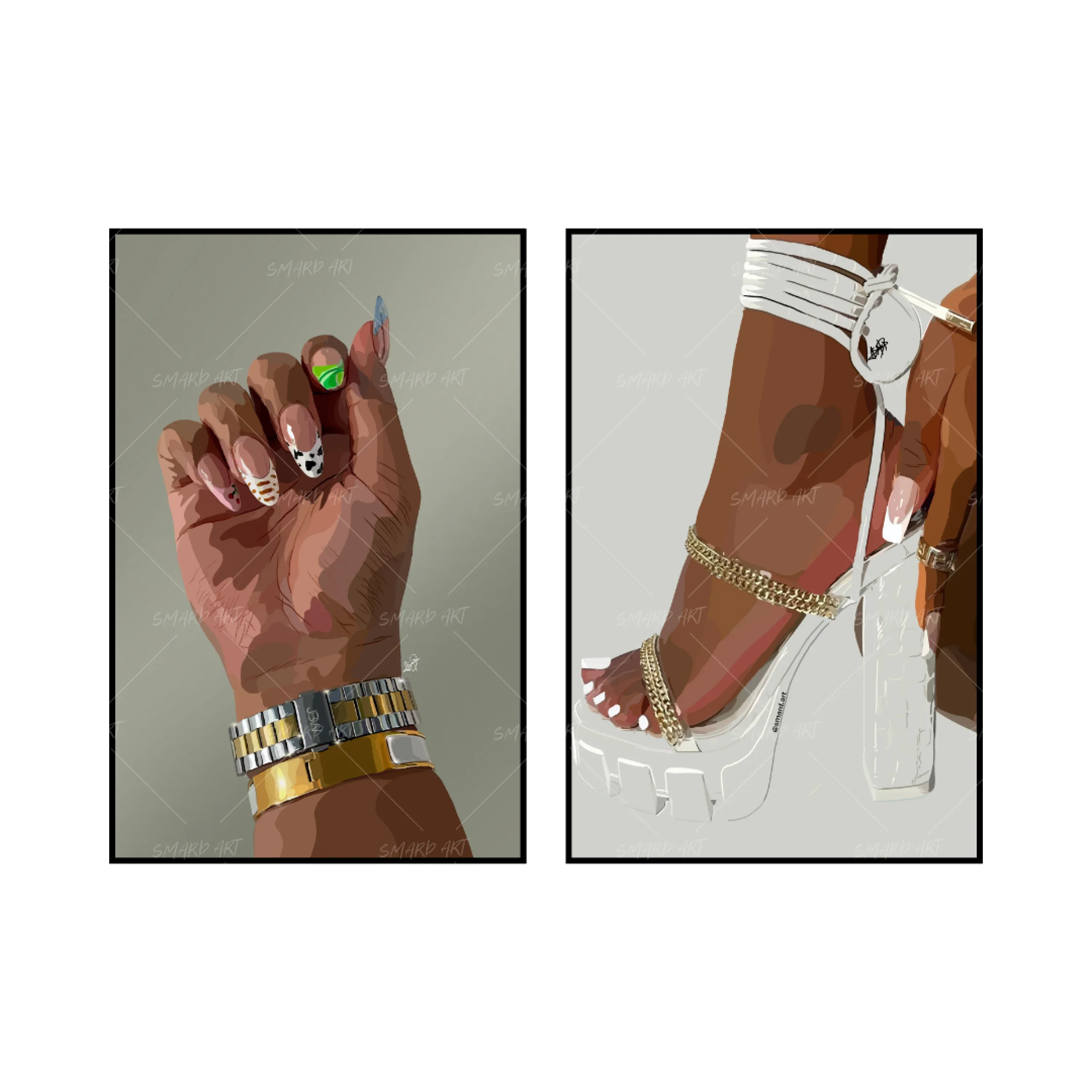 Art Print Bundle : Colourful Nails + Heel Me II