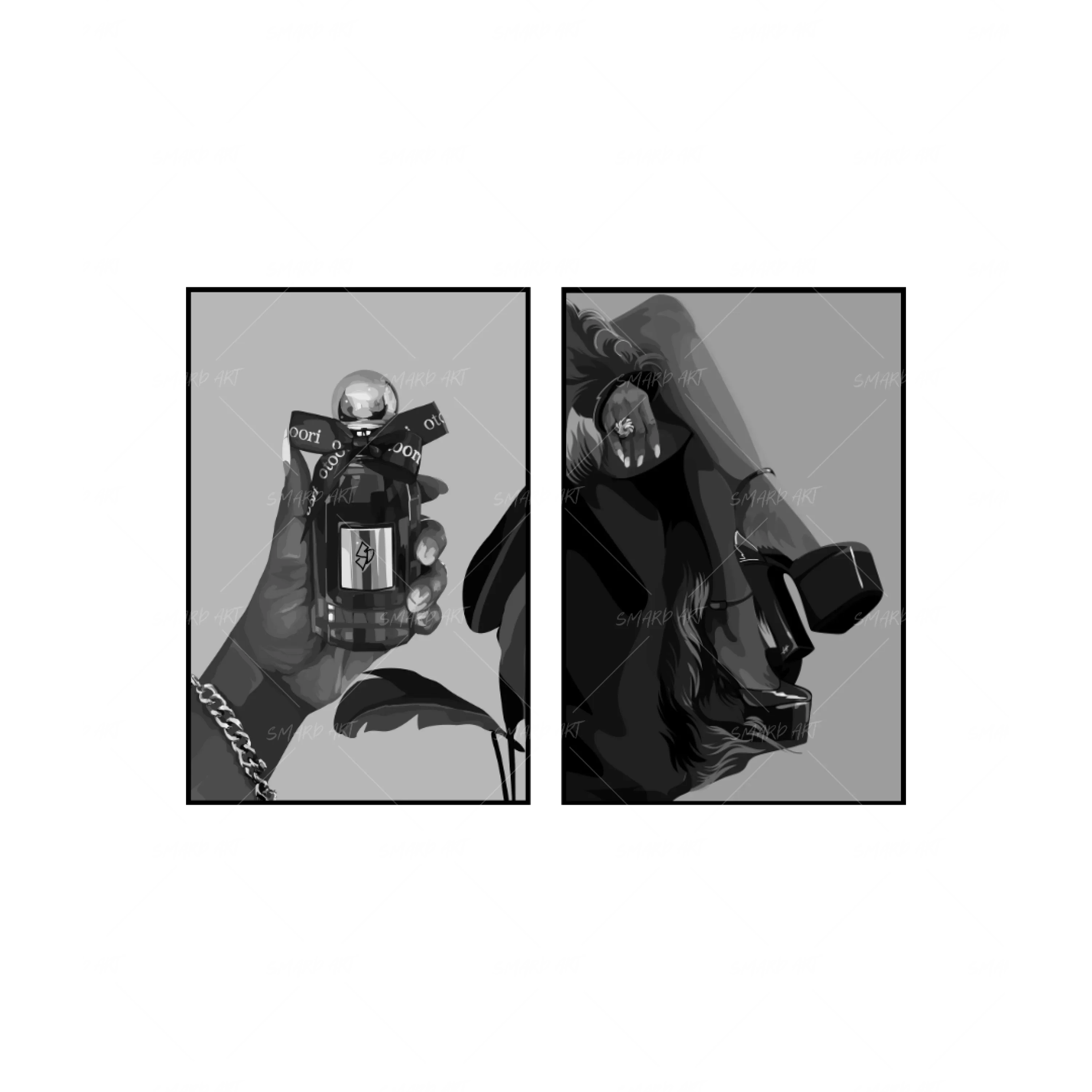 Art Print Bundle : Fragrance of Love B&W + Sitting Pretty B&W