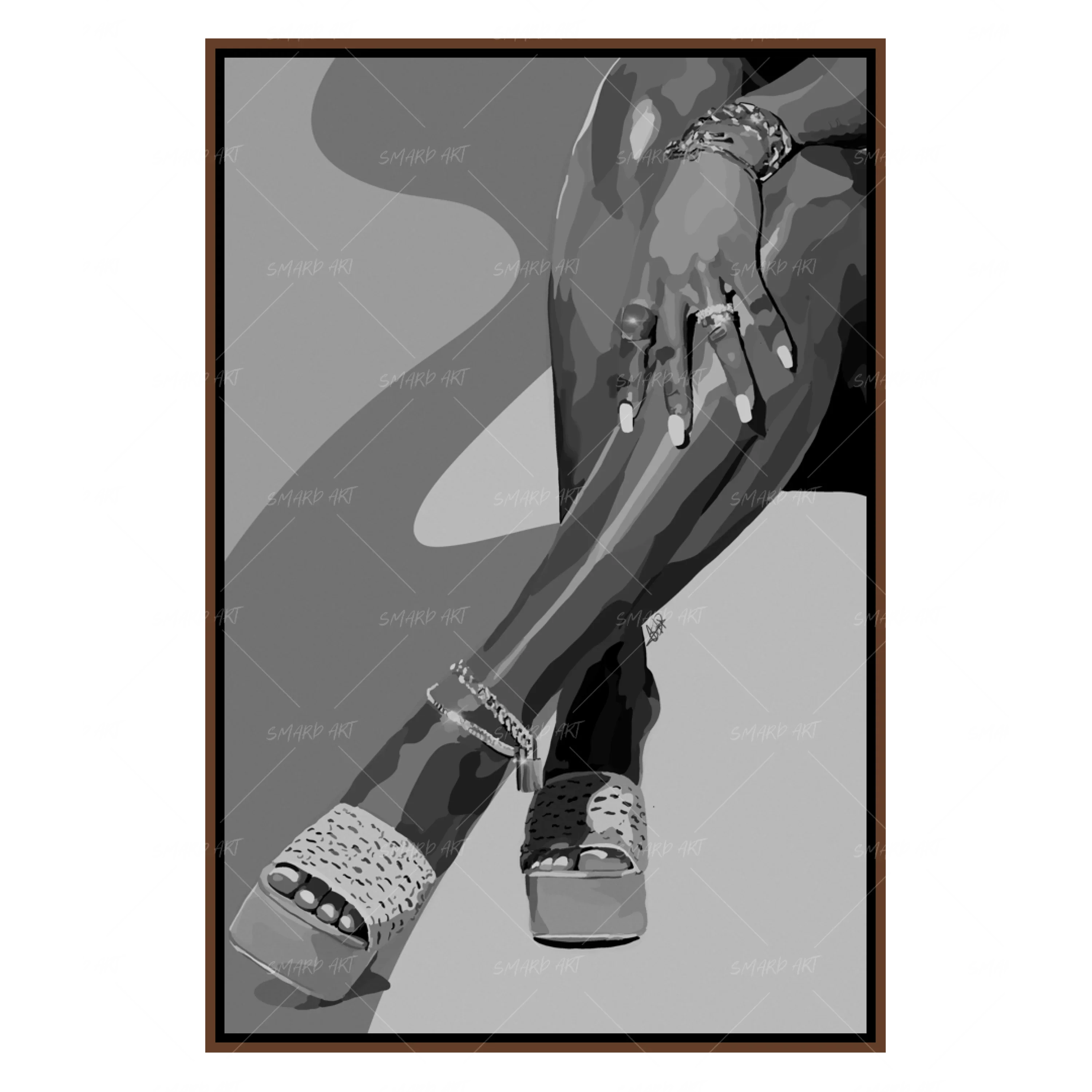 Legs And Green Touch B&W