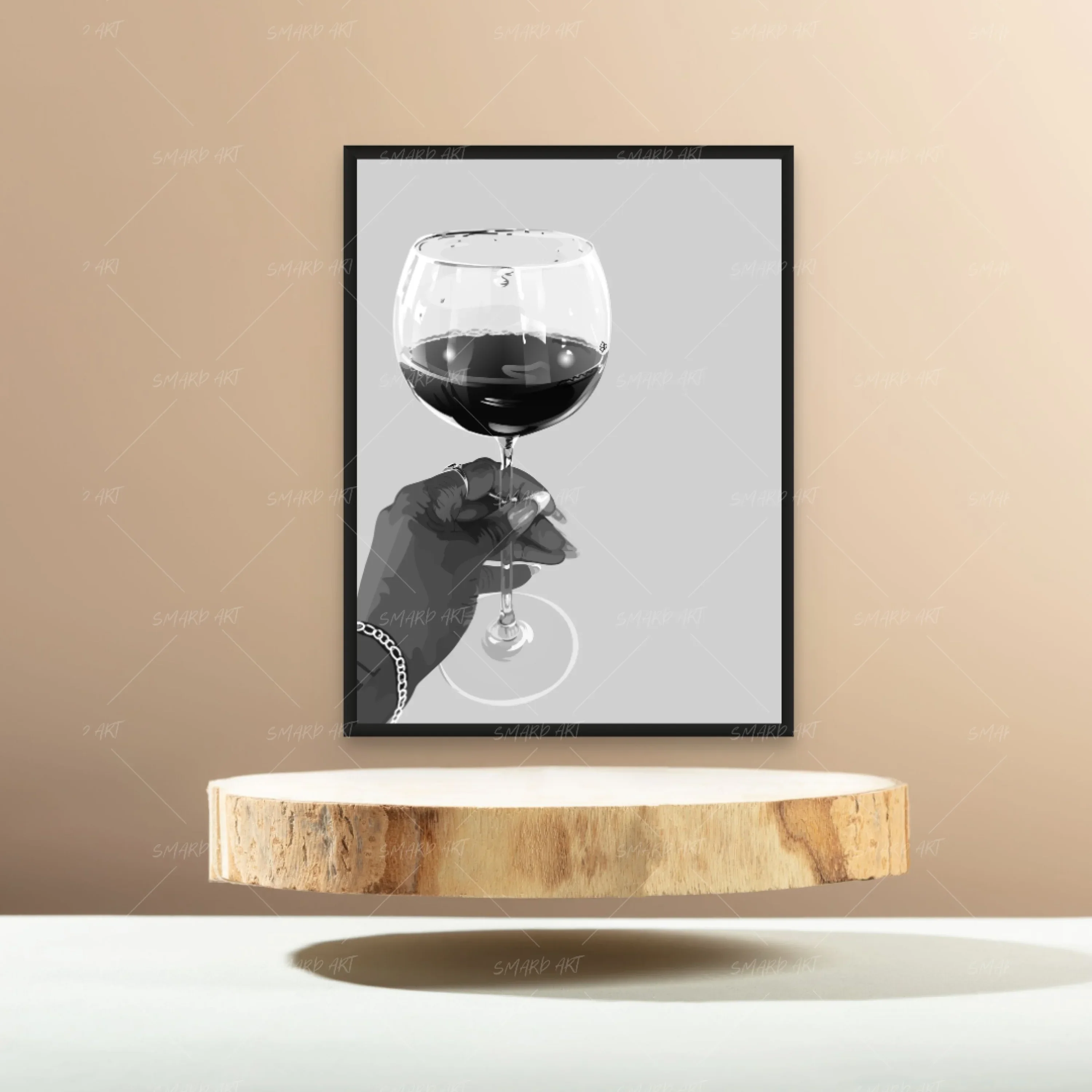 Red Wine (No Background) B&W - Image 2